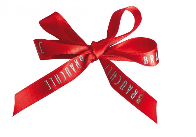 ribbons with relief printing satin with 1 colour imprint