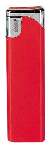 Nola 2 Elektronik Feuerzeug rot nachfüllbar Tank glänzend rot, Kappe chrome, Drücker rot