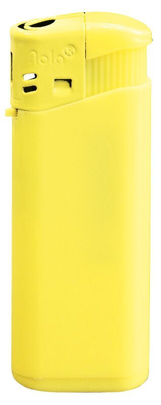 Nola 4 midi Elektronik Feuerzeug gelb nachfüllbar Tank glänzend gelb, Kappe gelb, Drücker gelb
