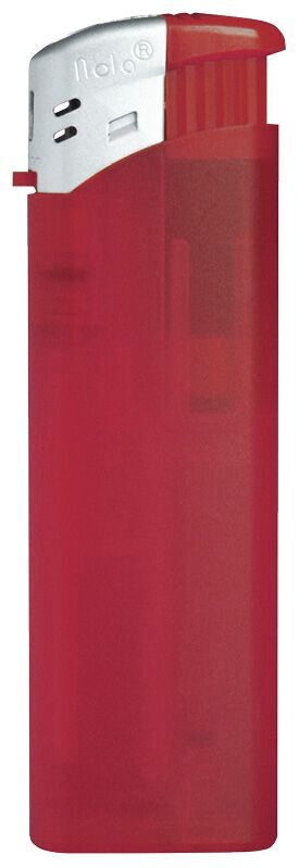 NOLA 9 Elektronik Feuerzeuge rot nachfüllbar frosty rot, Kappe silber Drücker rot