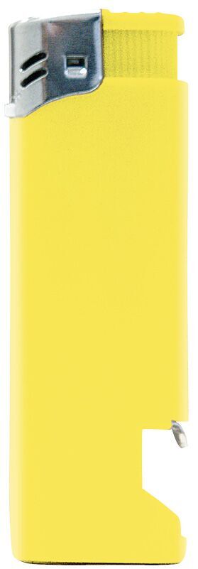 Nola 16 Elektronik Feuerzeug gelb nachfüllbar Tank glänzend gelb, Kappe chrom Drücker gelb