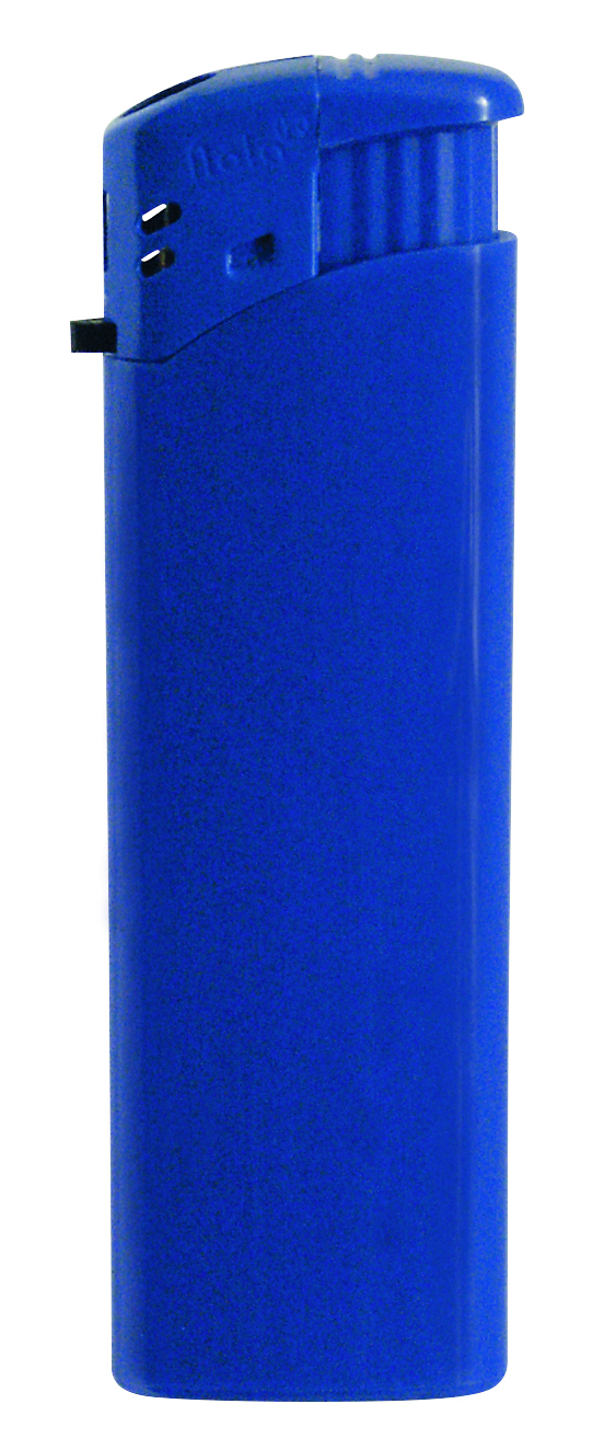 Nola 9 Elektronik Feuerzeug blau nachfüllbar Tank glänzend blau, Kappe blau, Drücker blau
