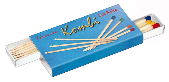 R288 box with matches and tothpicks 56x36x8mm content approx. 9 matches + 18 toothpicks
