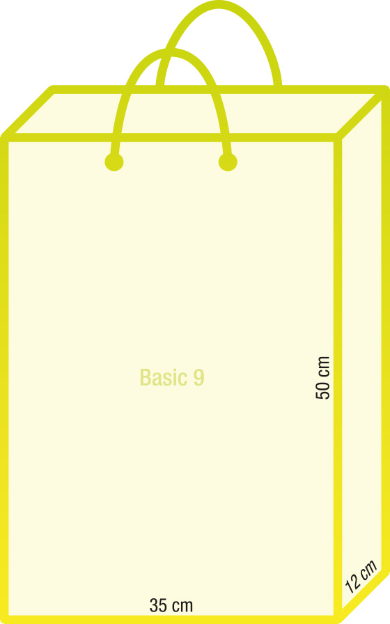 Tragetasche BASIC Neun 120g Kraftpapier - 35x12x50 cm