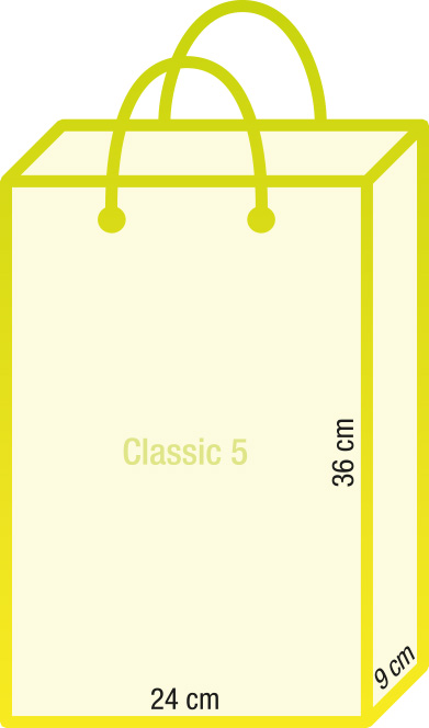 Tragetasche CLASSIC Fünf 170g Papier - 24x9x36 cm